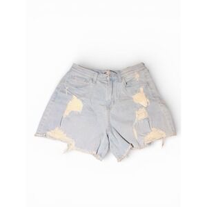 So Super High Rise 90's Boyfriend Shorts Women's 9/29W Blue Distressed Frayed